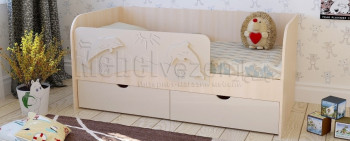 Друзья Кровать детская 2 ящика 1.8 Ваниль глянец в Улыбино - ulybino.mebel54.com | фото
