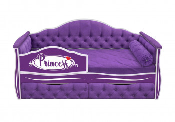 Кровать 160 серии Иллюзия 2 ящика 32 Фиолетовый (мягкие боковые накладки/подушка валик) в Улыбино - ulybino.mebel54.com | фото