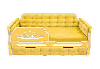 Кровать 170 серии Спорт 1 ящик 74 Жёлтый (мягкие боковые накладки) в Улыбино - ulybino.mebel54.com | фото