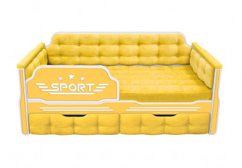 Кровать 170 серии Спорт 2 ящика 74 Жёлтый (мягкие боковые накладки) в Улыбино - ulybino.mebel54.com | фото