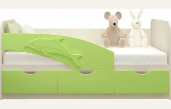 Кровать детская 1,6м Дельфин (Салатовый металлик) в Улыбино - ulybino.mebel54.com | фото