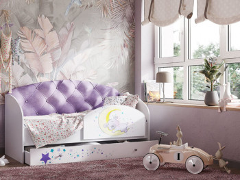 Кровать детская Звездочка Белый/Фиолетовый в Улыбино - ulybino.mebel54.com | фото