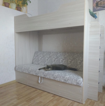 Кровать двухъярусная с диваном (Беленый дуб) в Улыбино - ulybino.mebel54.com | фото