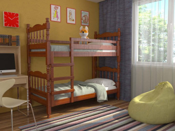 Кровать двухъярусная Соня из массива сосны 800*1890 Орех в Улыбино - ulybino.mebel54.com | фото