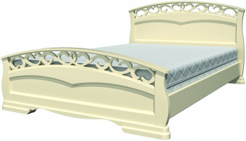 Кровать Грация-1 из массива сосны 1600*2000 Слоновая кость в Улыбино - ulybino.mebel54.com | фото