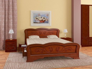 Кровать Карина-8 с ящиками из массива сосны 1200*2000 Орех в Улыбино - ulybino.mebel54.com | фото
