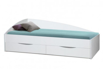 Кровать одинарная "Фея - 3" (асимметричная) (2000х900) New/(белый / белый / ДВПО белый) в Улыбино - ulybino.mebel54.com | фото