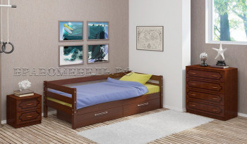 Кровать одинарная ГЛОРИЯ из массива сосны  900*2000 (Орех) в Улыбино - ulybino.mebel54.com | фото