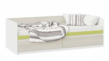 Кровать «Сканди» с 2 ящиками Дуб Гарден/Белый/Зеленый в Улыбино - ulybino.mebel54.com | фото