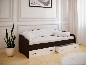Кровать Софа-8 с мягкой спинкой (900х2000) Венге/ Белый в Улыбино - ulybino.mebel54.com | фото