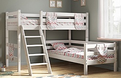 Кровать Соня вариант 8 угловая с наклонной лестницей Белый полупрозрачный в Улыбино - ulybino.mebel54.com | фото
