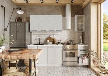 Кухонный гарнитур Нувель 1800мм белый/бетон белый в Улыбино - ulybino.mebel54.com | фото