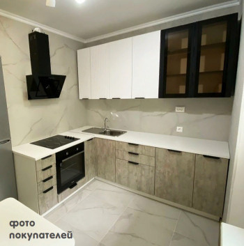 Модульная кухня Норд 1,6 м (Софт даймонд/Камень беж/Белый) в Улыбино - ulybino.mebel54.com | фото
