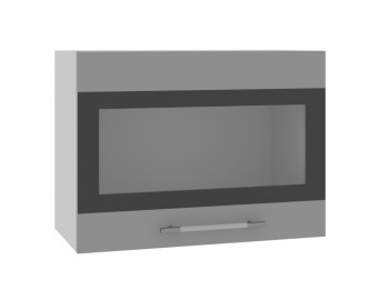 Норд ШВГС 600 Шкаф верхний горизонтальный со стеклом (Софт черный/корпус Белый) в Улыбино - ulybino.mebel54.com | фото