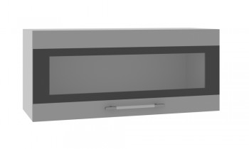 Норд ШВГС 800 Шкаф верхний горизонтальный со стеклом (Софт черный/корпус Белый) в Улыбино - ulybino.mebel54.com | фото