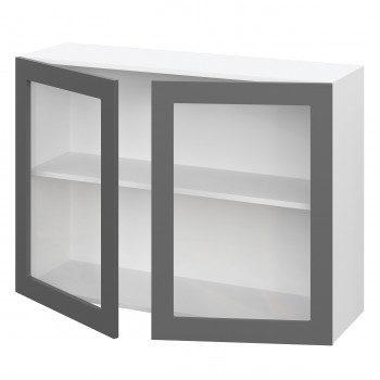 Норд ШВС 1000 Шкаф верхний со стеклом (Софт черный/корпус Белый) в Улыбино - ulybino.mebel54.com | фото