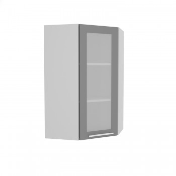 Норд ШВУС 600Н Шкаф верхний угловой (премьер) высокий (Софт черный/корпус Белый) в Улыбино - ulybino.mebel54.com | фото