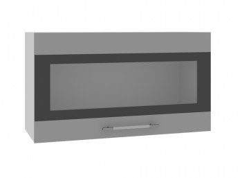Ройс ВПГСФ 800 Шкаф верхний горизонтальный со стеклом с фотопечатью высокий (Графит софт/корпус Серый) в Улыбино - ulybino.mebel54.com | фото