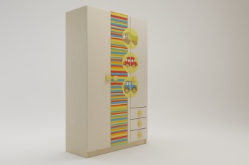 Шкаф 3-х створчатый с ящиками Клаксон (Бежевый/корпус Клен) в Улыбино - ulybino.mebel54.com | фото
