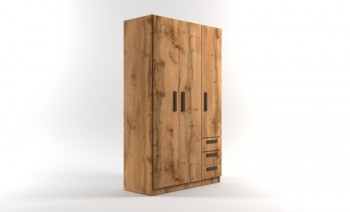 Шкаф 3-х створчатый с ящиками Шервуд (Дуб Вотан) в Улыбино - ulybino.mebel54.com | фото
