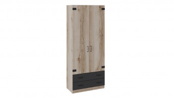 Шкаф для одежды комбинированный «Окланд» (Фон Черный/Дуб Делано) в Улыбино - ulybino.mebel54.com | фото
