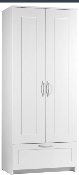 Шкаф двухдверный Сириус с 1 ящиком белый в Улыбино - ulybino.mebel54.com | фото