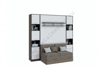 Шкаф-кровать с диваном БЕЛА с полкой ножкой в Улыбино - ulybino.mebel54.com | фото