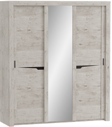 Шкаф трехдверный Соренто с раздвижными дверями Дуб бонифаций/Кофе структурный матовый в Улыбино - ulybino.mebel54.com | фото