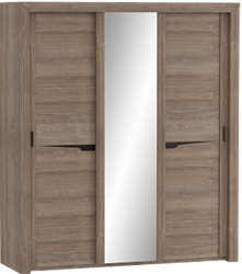 Шкаф трехдверный Соренто с раздвижными дверями Дуб стирлинг/Кофе структурный матовый в Улыбино - ulybino.mebel54.com | фото