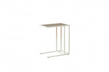 Стол приставной Скандик 42.24 (со стеклом) (металл: белый) в Улыбино - ulybino.mebel54.com | фото
