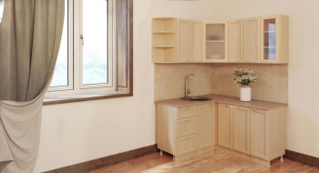 Угловая кухня Рамочная 1500х1400 мм (Беленый дуб) в Улыбино - ulybino.mebel54.com | фото